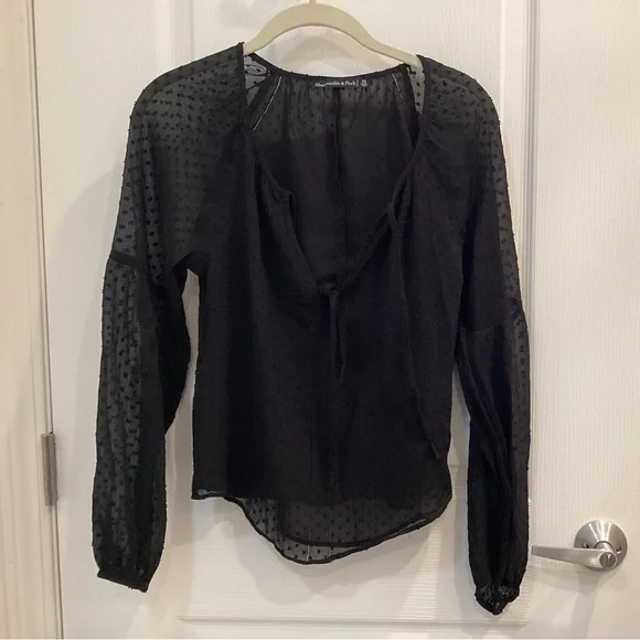 Abercrombie & Fitch Black Sheer Blouse - Picture 1 of 9